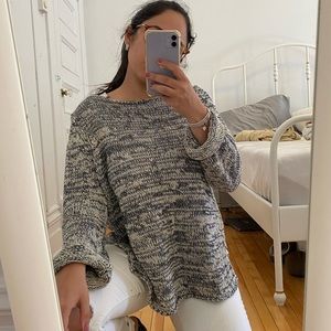 LINEN!! Ann Taylor black a blue sweater